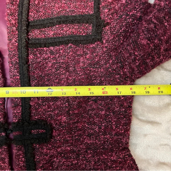 NANETTE LEPORE Tweed Blazer Jacket  Size 6 Plum Black Wool Blend Lined - Picture 10 of 12